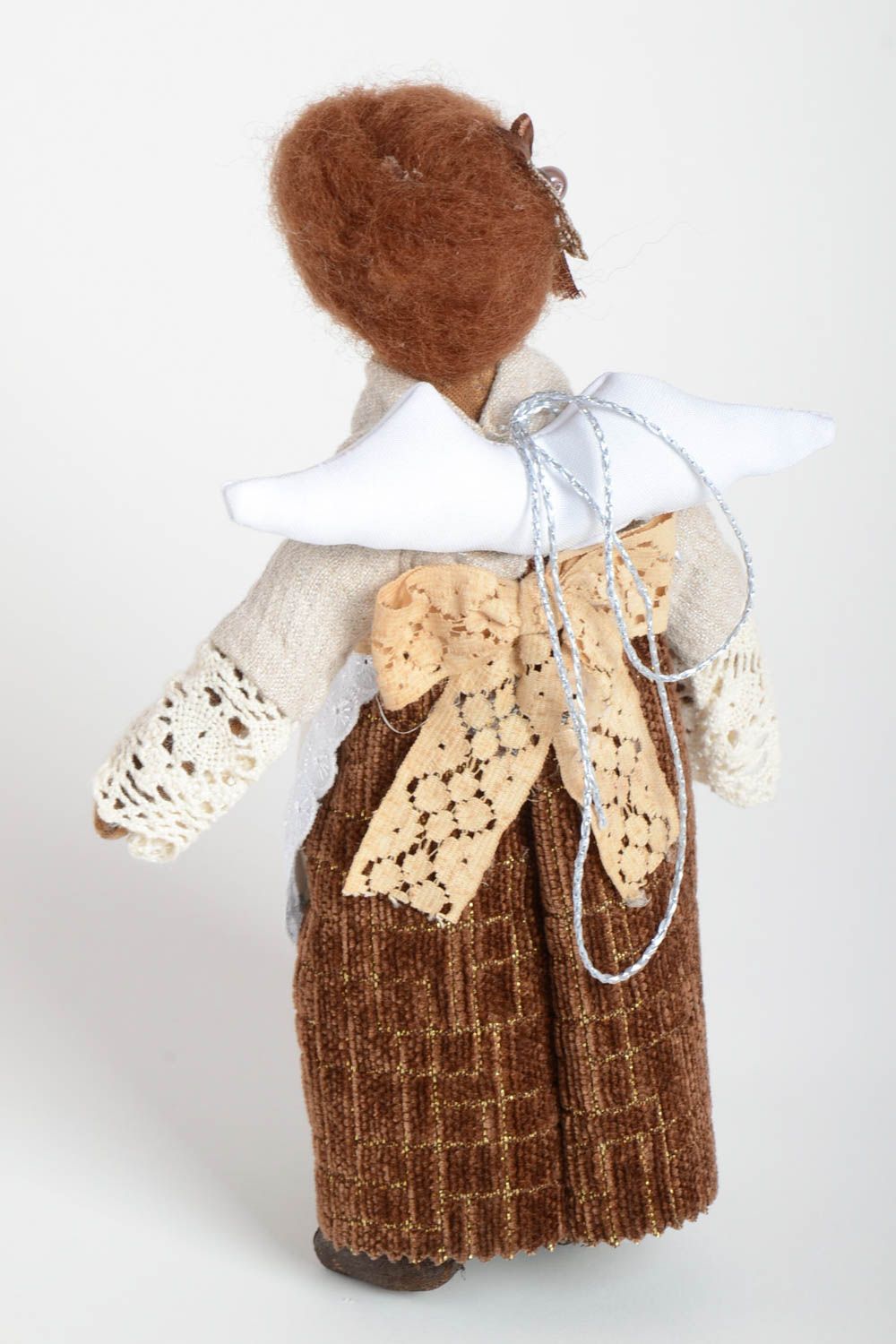 Авторская тканевая кукла из льна и хлопка ручной работы для интерьера Хозяюшка фото 4