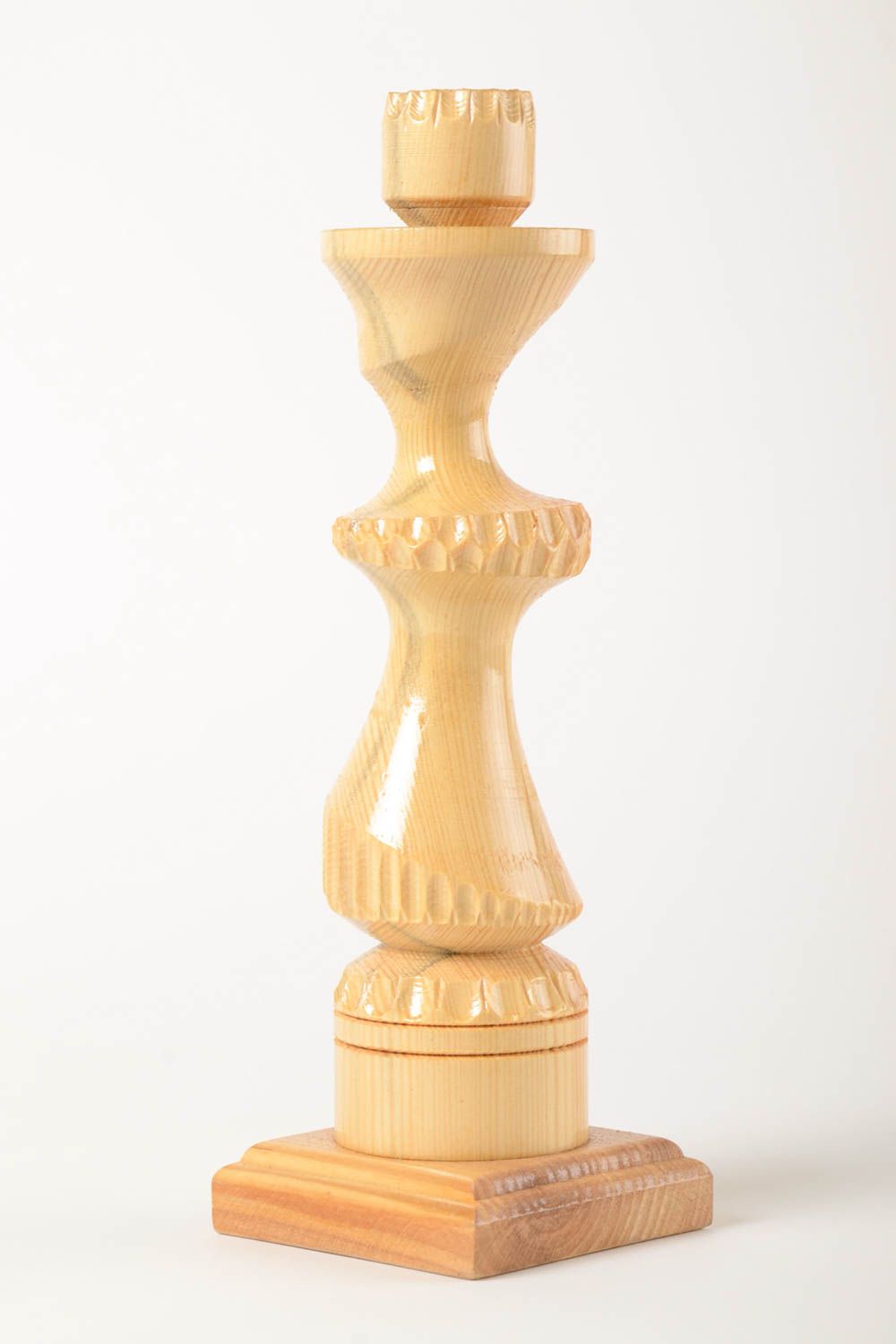 Candelero de madera artesanal decoración de interior soporte para vela foto 2