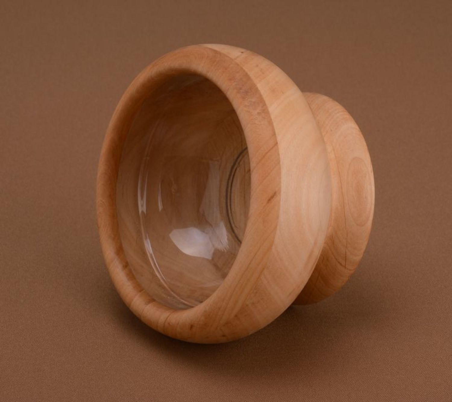 Ciotola di legno fatta a mano ciotola decorativa con vetro all'interno
 foto 4