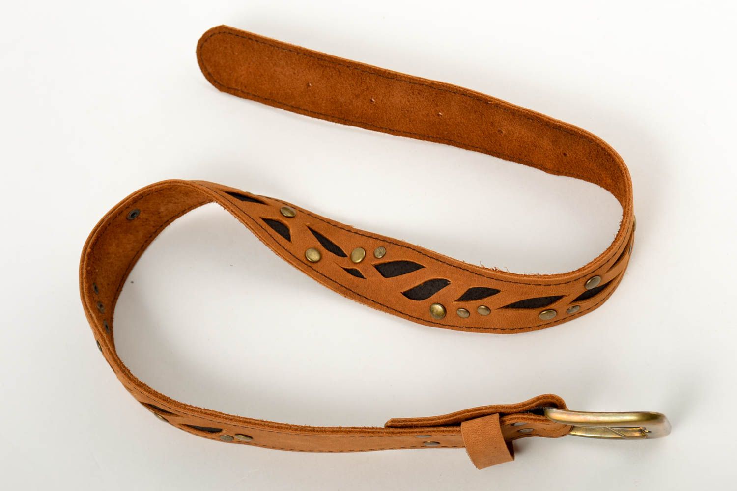Handgemachter Damen Gürtel Accessoires für Frauen Gürtel aus Leder in Braun foto 4