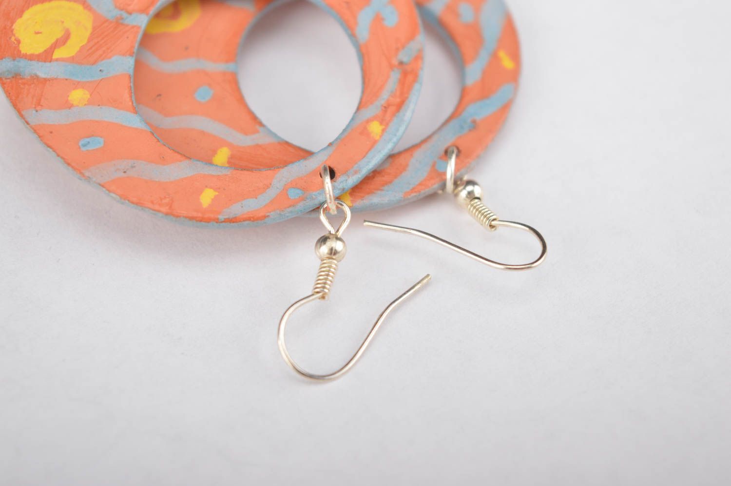 Unusual handmade plastic earrings stylish hoop earrings beautiful jewellery photo 3