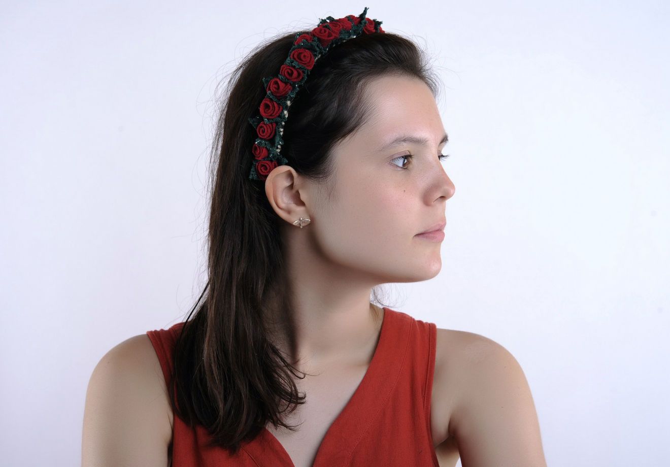 Textile Headband with Handmade Flowers photo 1