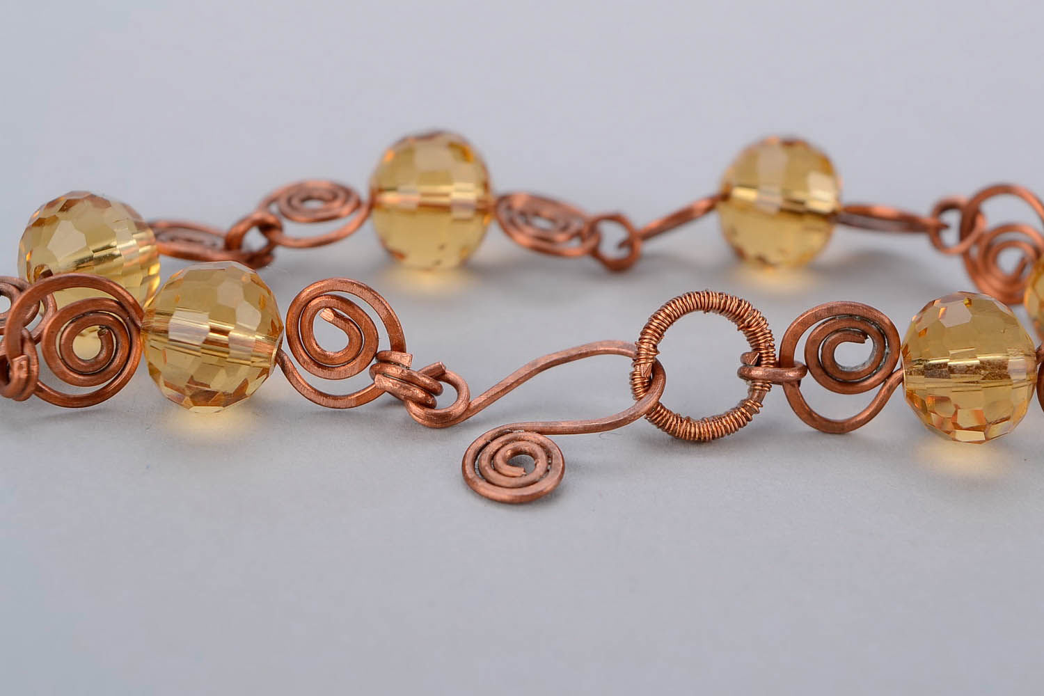 Copper bracelet with Czech crystal in the wire wrap technique photo 4