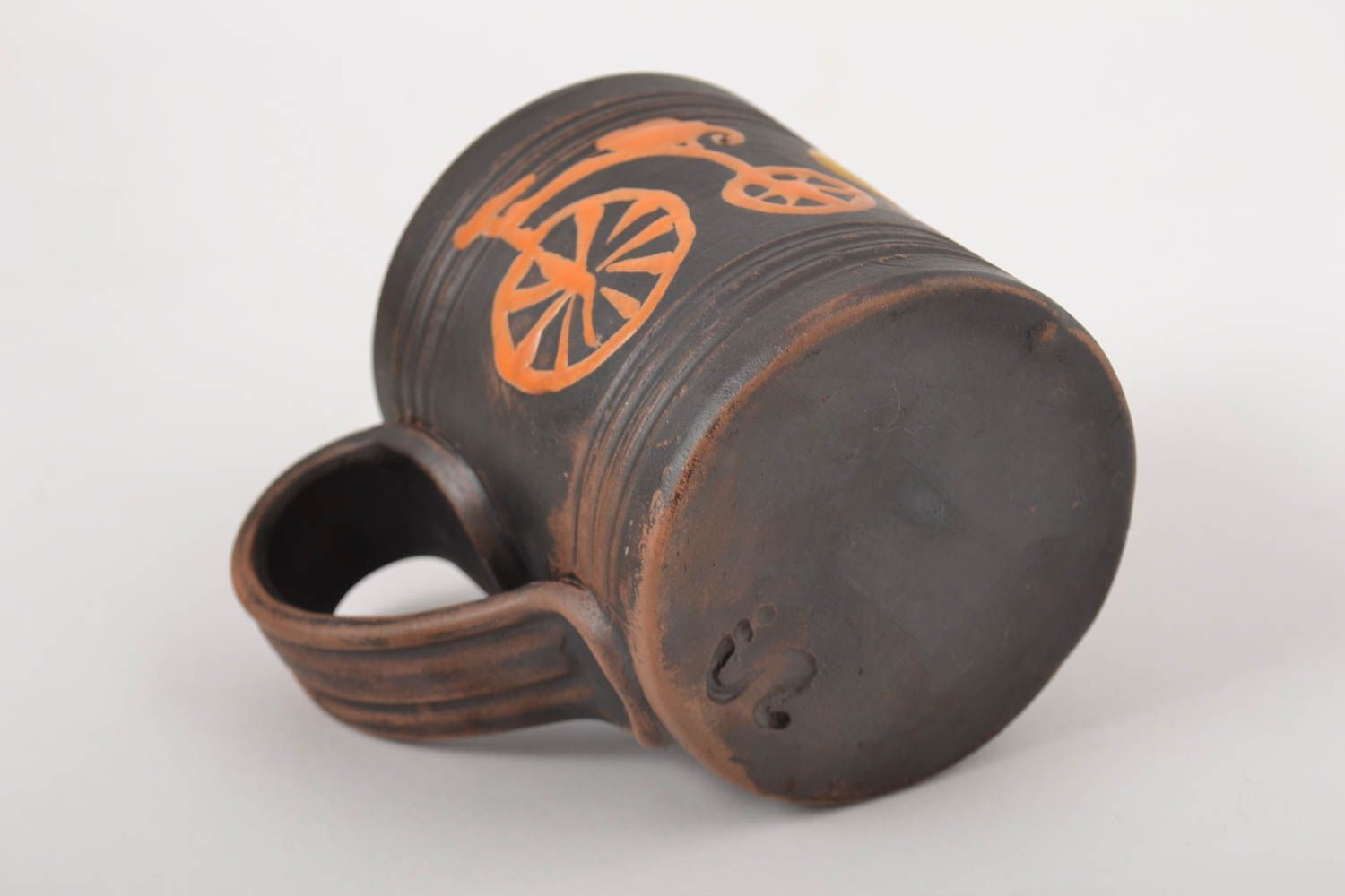 Ton Tasse handmade Tee Tasse mit Print Geschirr aus Keramik originell Geschenk foto 3