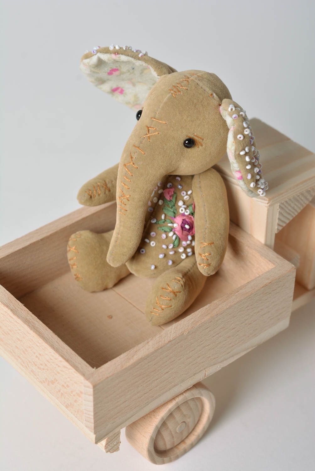 Elefante de peluche hecho a mano juguete de tela regalo original para niña  foto 1
