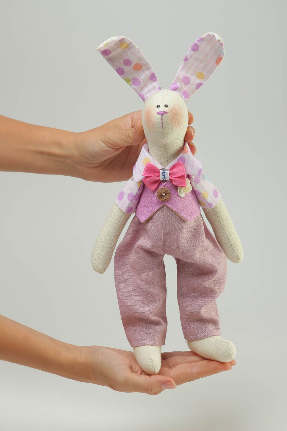 Jouet lapin Peluche faite main en tissus décorative Cadeau pour enfant photo 5