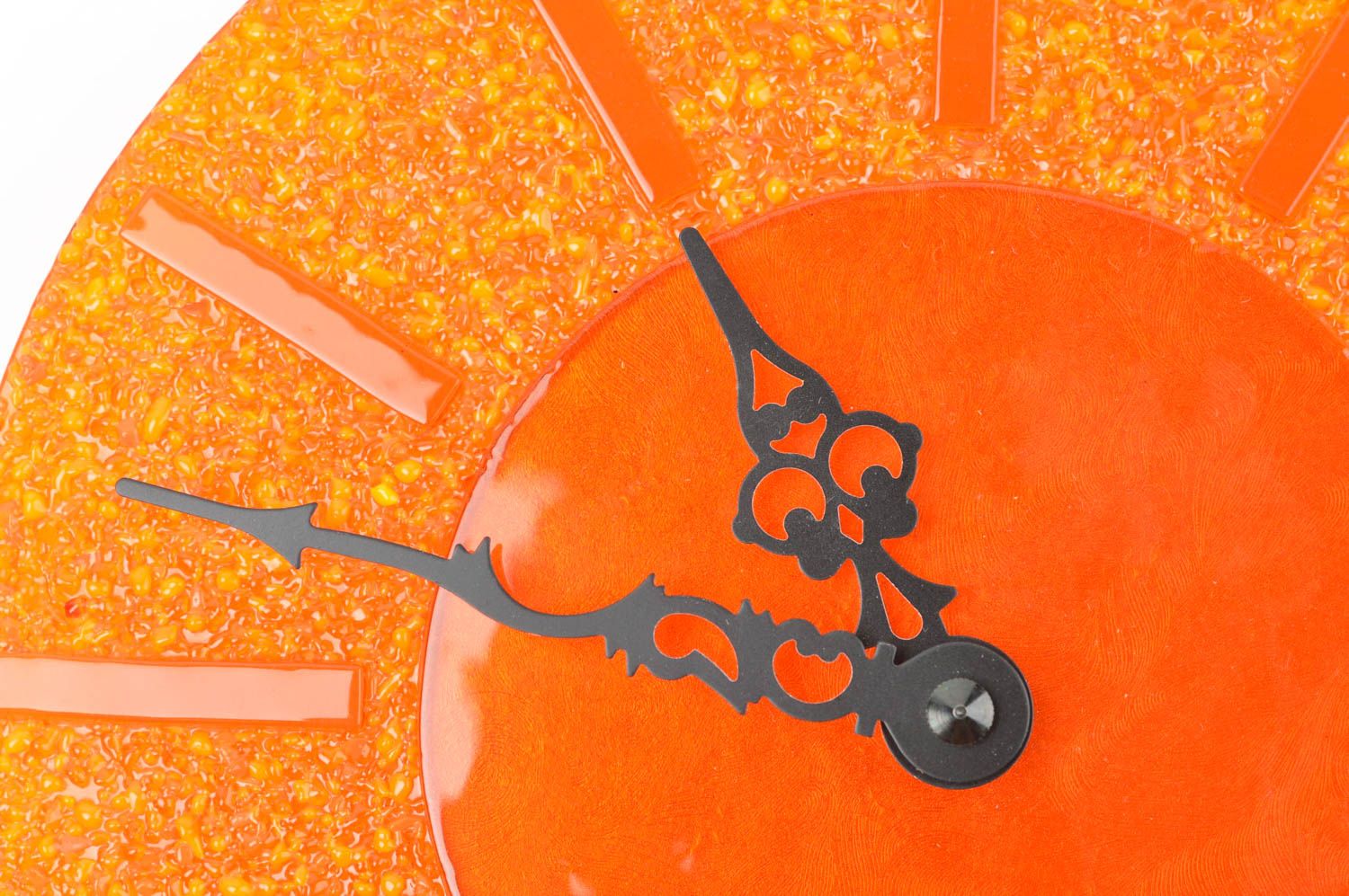 Bougeoir design Horloge murale ronde fait main Cadeau original décor orange photo 5