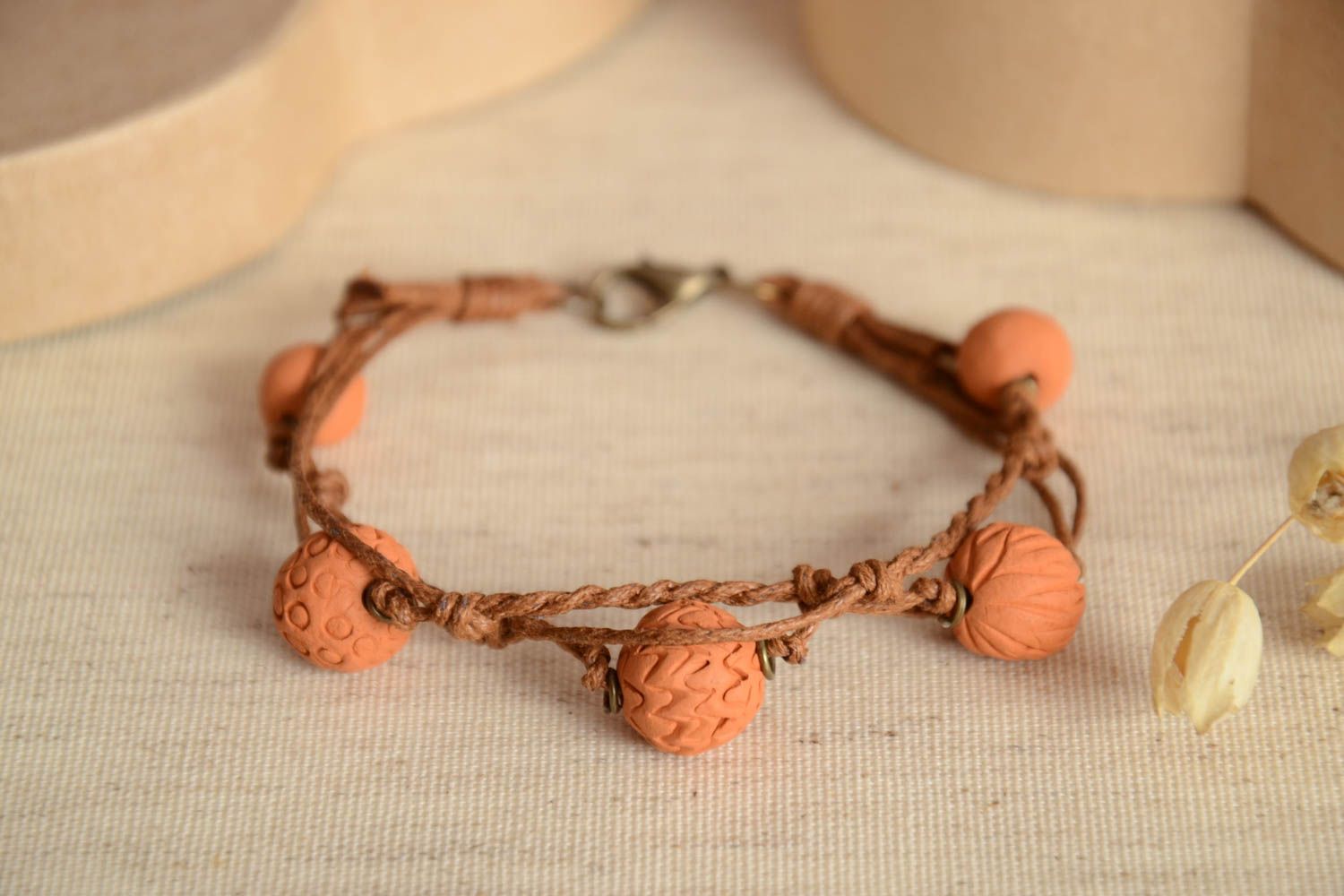 Beautiful handmade woven bracelet ceramic bracelet accessories for girls photo 2