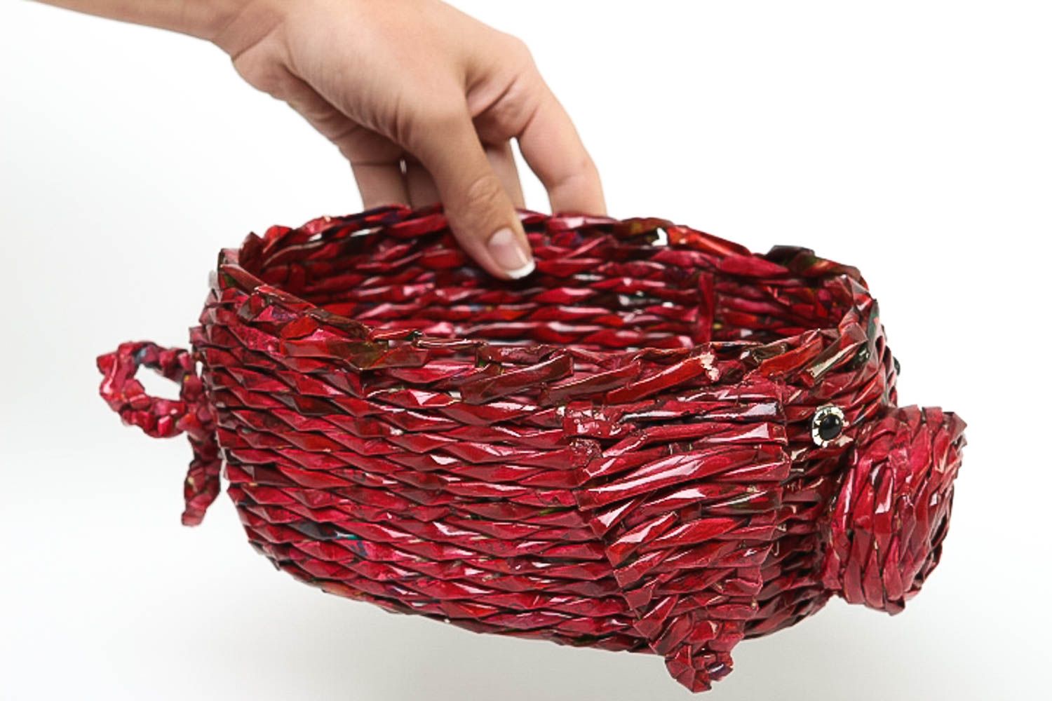 Handmade woven basket unusual basket for sweets kitchen interior element photo 4