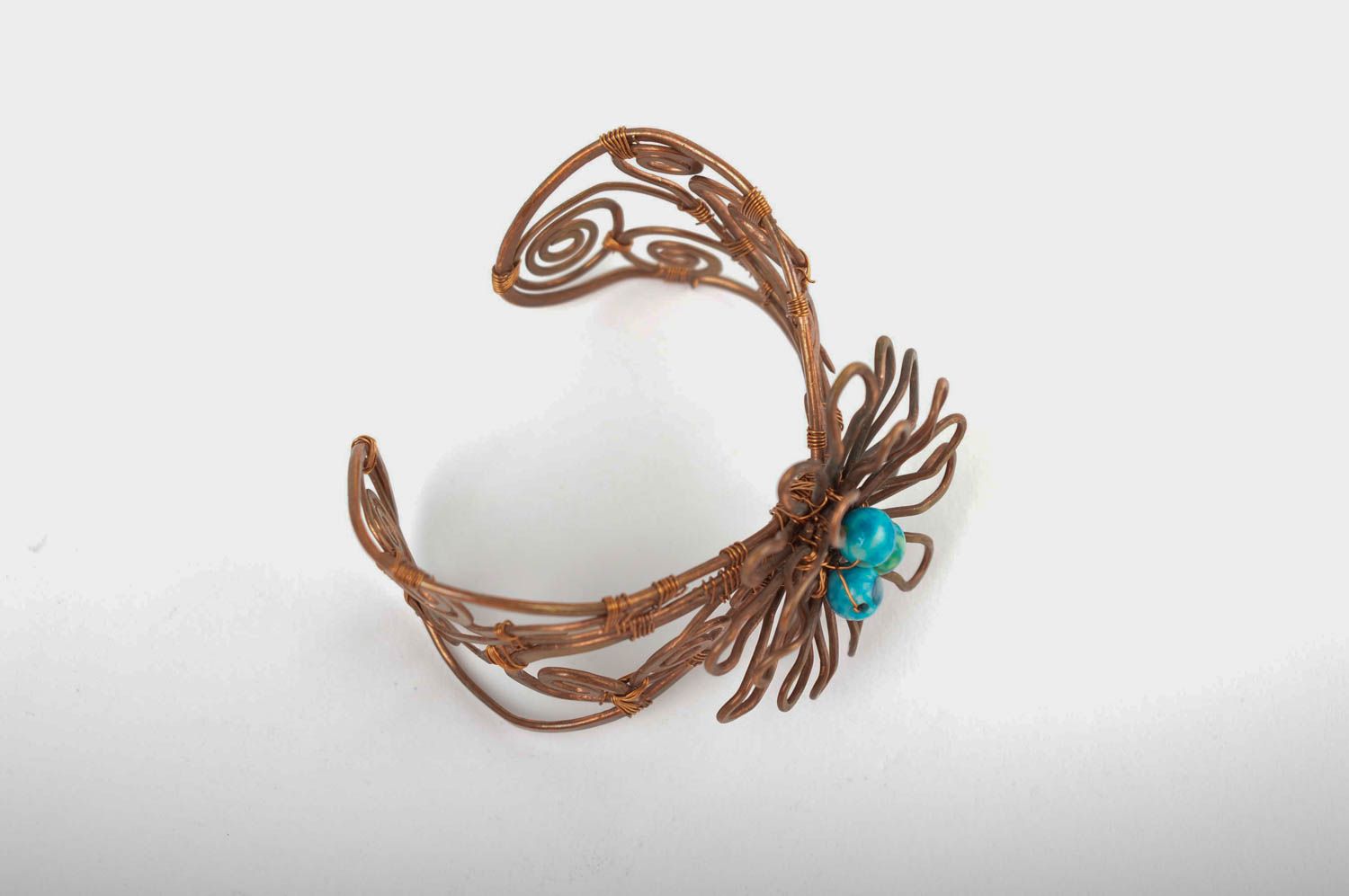 Handmade copper bracelet agate beaded bracelet unusual women bracelet girl gifts photo 5