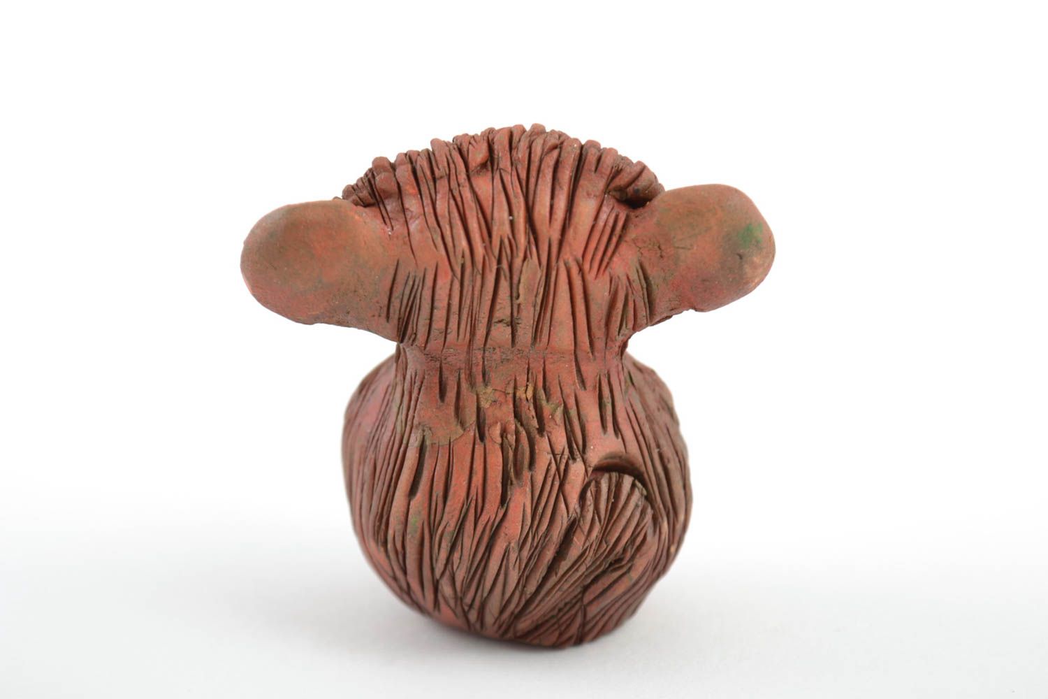Originelle dunkle handgemachte keramische Statuette Affe aus Ton für Interieur foto 4