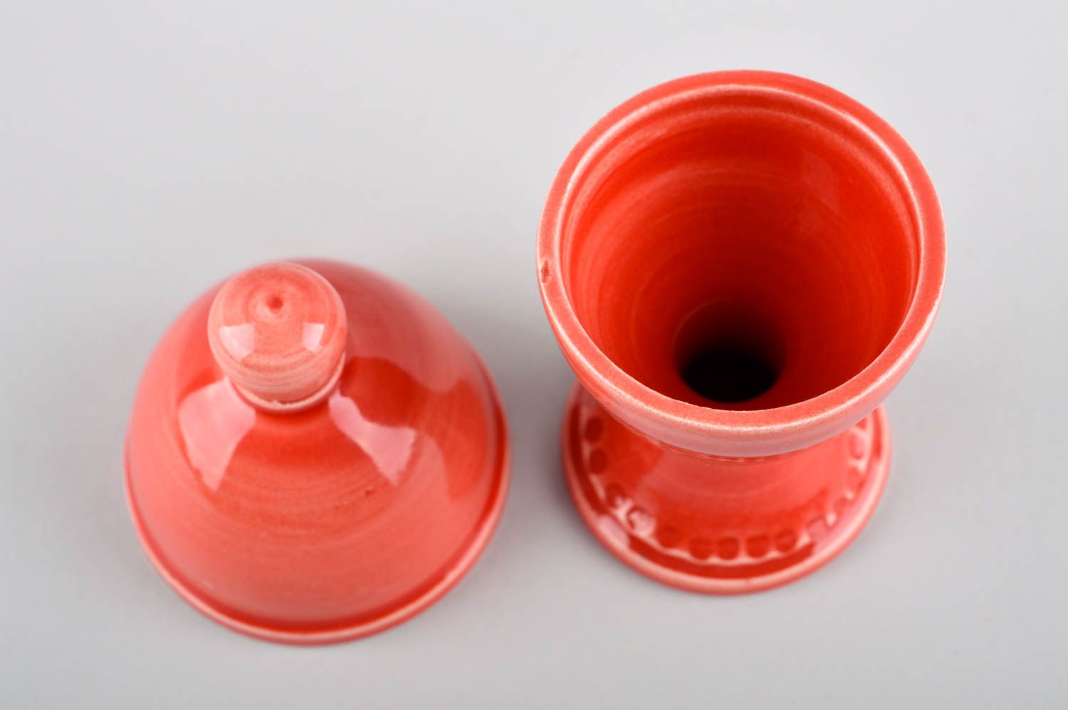 Подставка под яйцо ручной работы посуда из керамики кухонная посуда красная фото 3