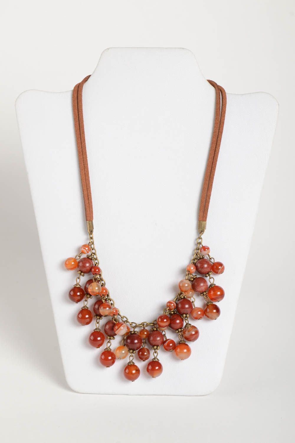 Collar de moda hecho a mano regalo original collar de piedras naturales rojo foto 2