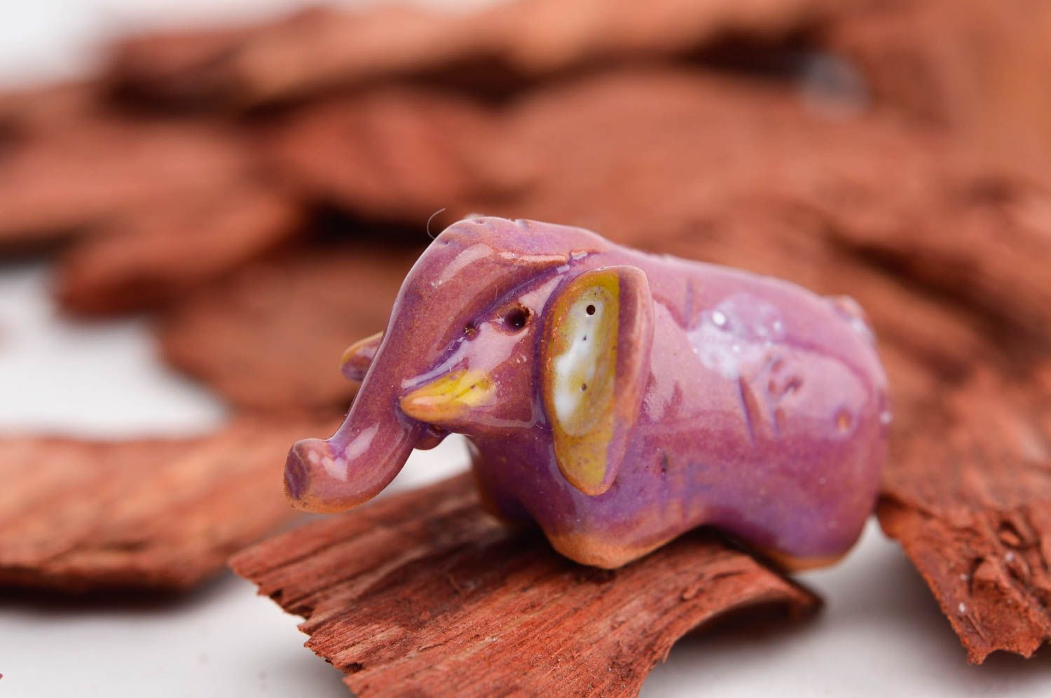 Handmade Deko Ton Tier Keramik Deko Geschenk Idee lila Elefant ausgefallen foto 1