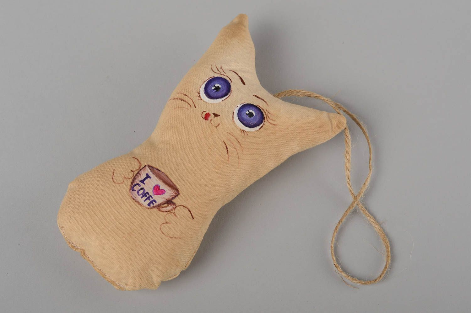 Kuscheltier Katze handmade Textil Spielzeug Designer Geschenk Deko Anhänger  foto 2