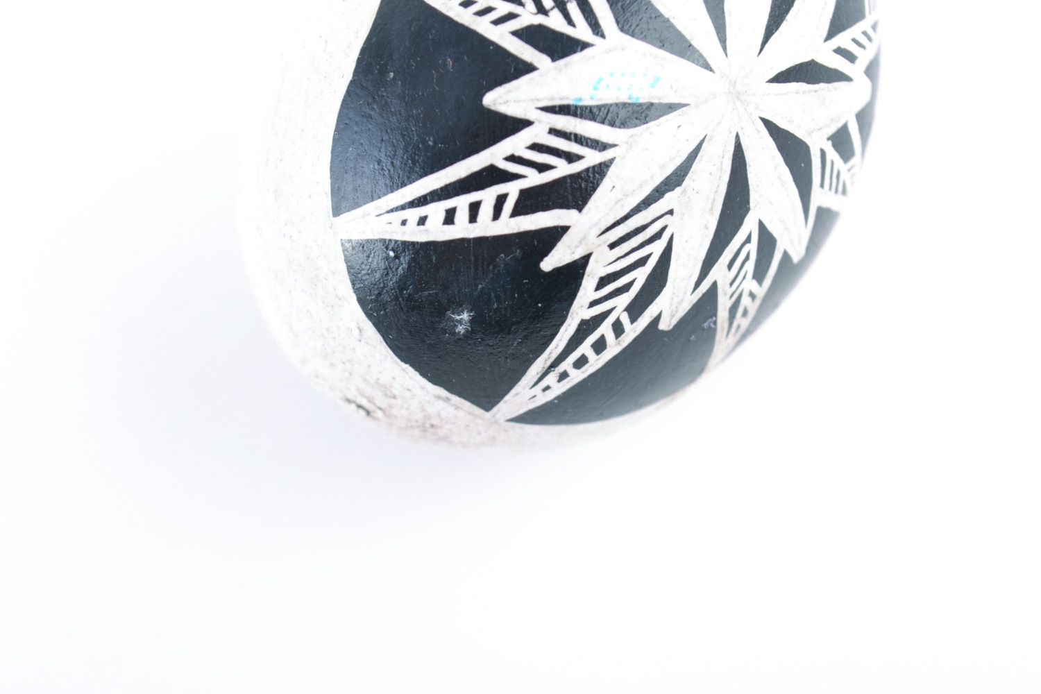 Black and white handmade painted chicken Easter egg photo 3