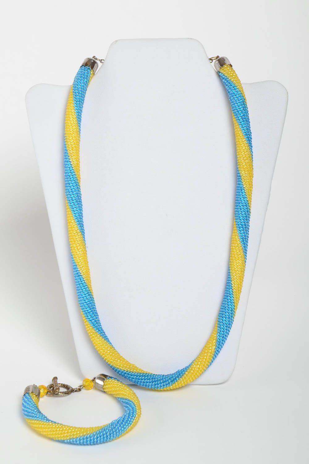 Beautiful jewelry set handmade beaded cord necklace beaded cord bracelet designs photo 2