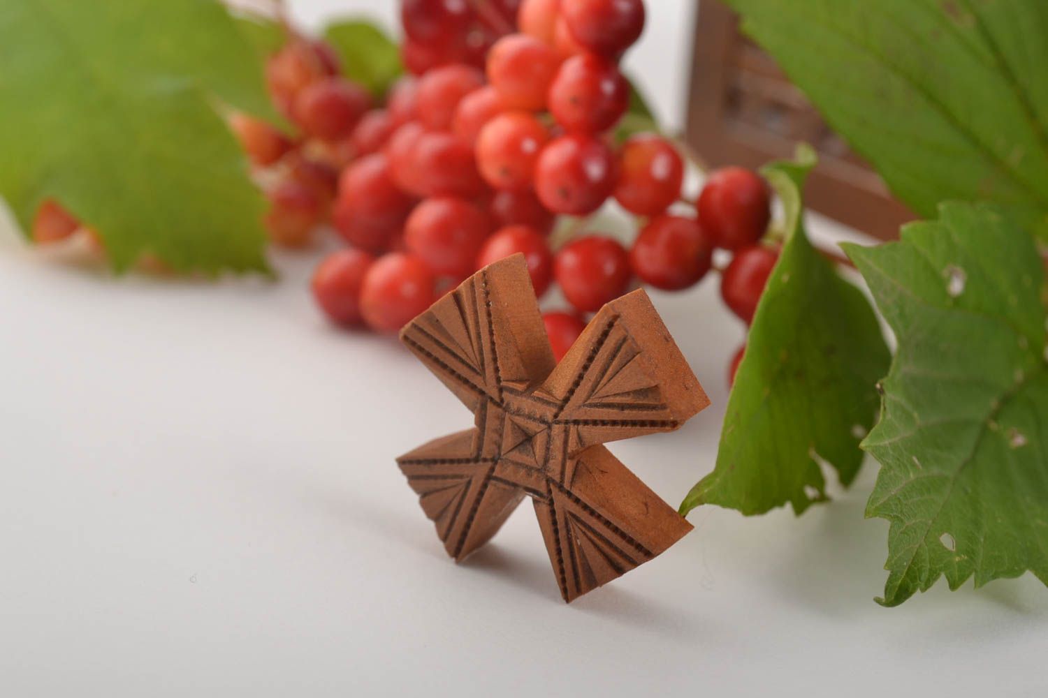 Unusual handmade wooden cross pendant religious cross beautiful jewellery photo 1