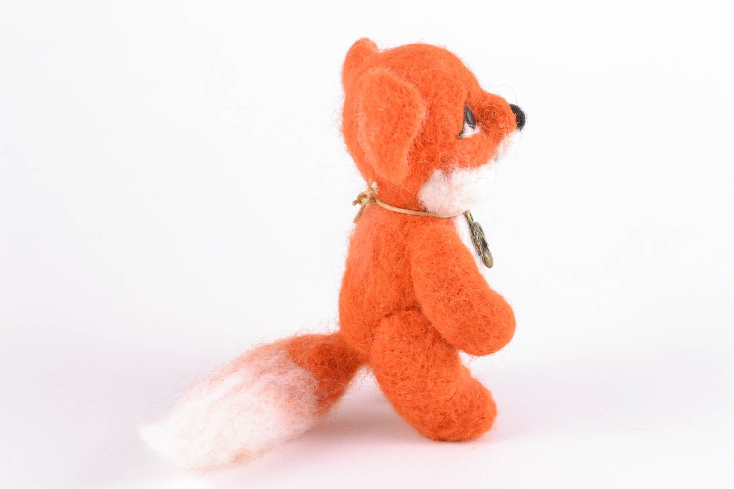 Jouet renard en laine feutrée fait main orange original pour petit enfant photo 3