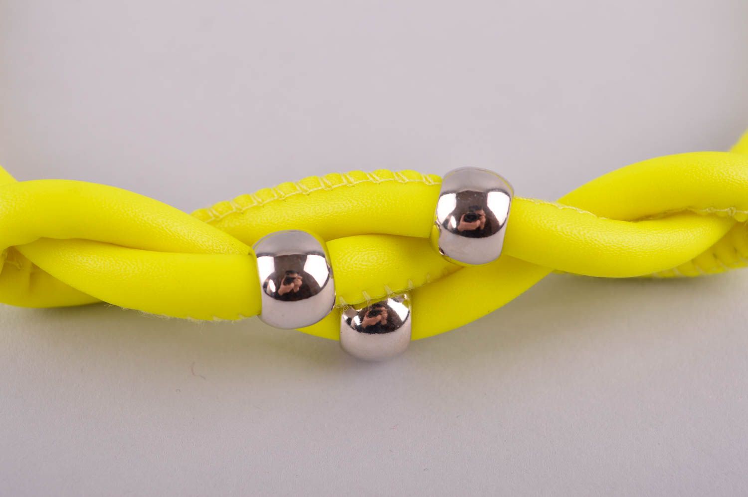 Handgefertigte Schmuck Halskette Damen Collier Accessoire für Frauen in Gelb foto 3
