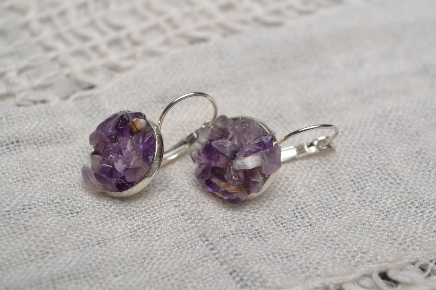 Earrings with amethyst photo 1