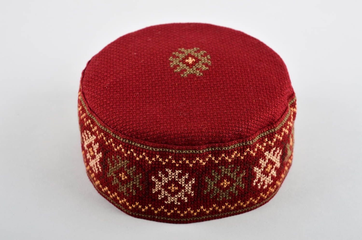 Grelle Stoff Mütze handmade Mütze für Männer in Rot modisches Accessoire foto 4