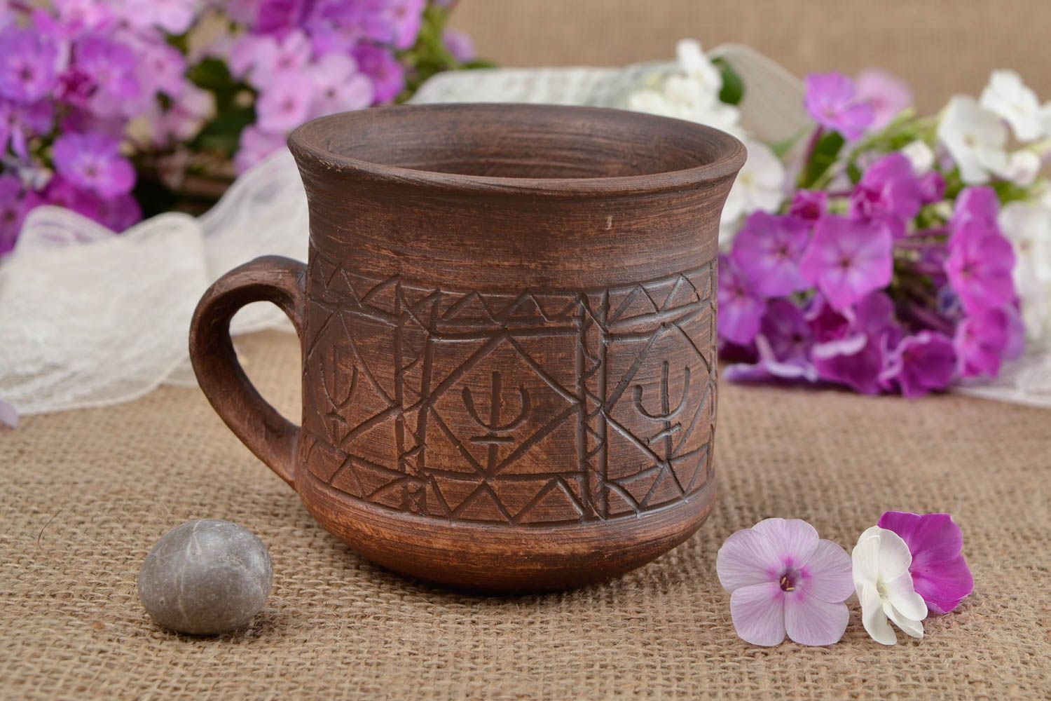 Handmade Ton Tasse Keramik Geschirr Küchen Zubehör originelles Geschenk 250 ml  foto 1