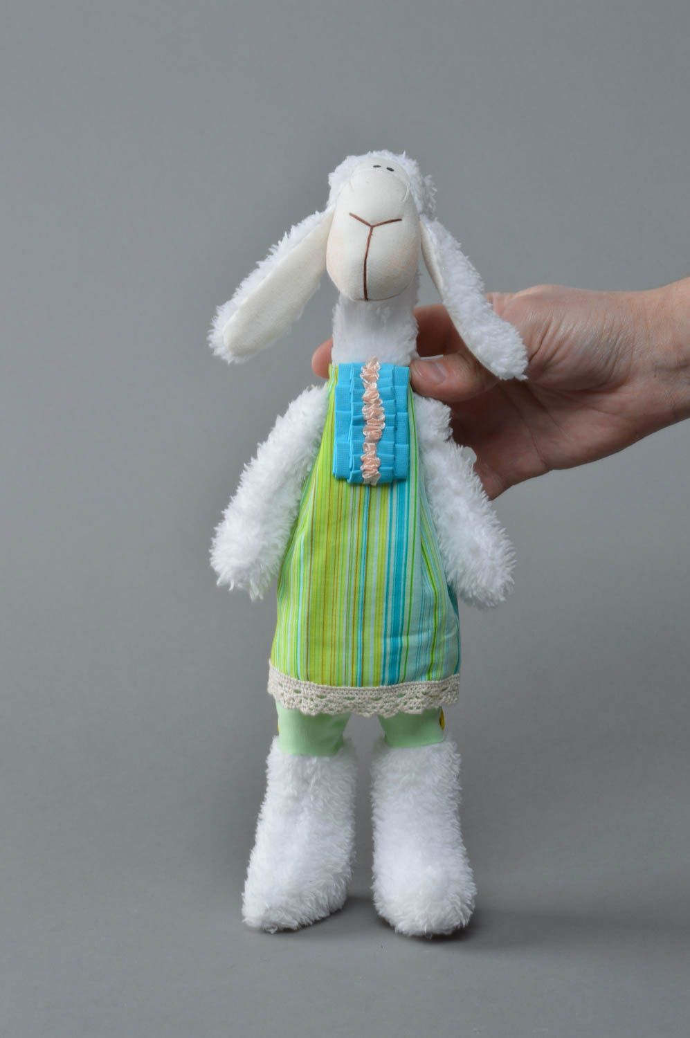 Handmade decorative fabric toy designer beautiful fluffy sheep home decor photo 1
