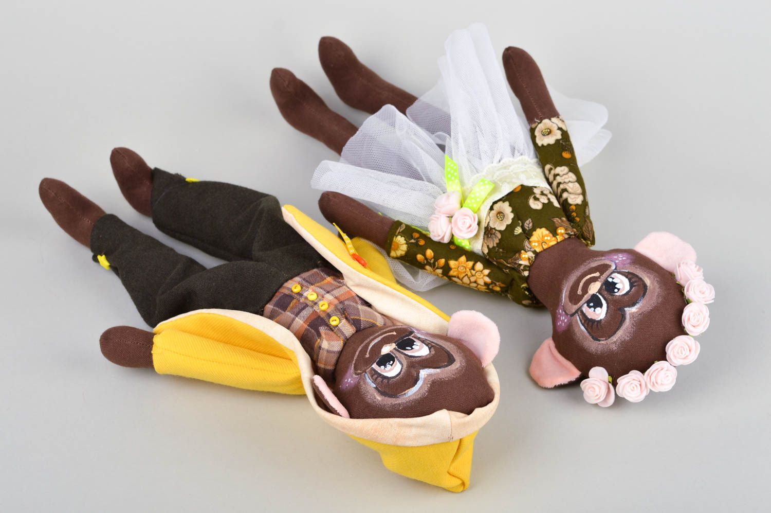 Monos de peluche divertidos hechos a mano juguetes infantiles decoración de interior foto 2