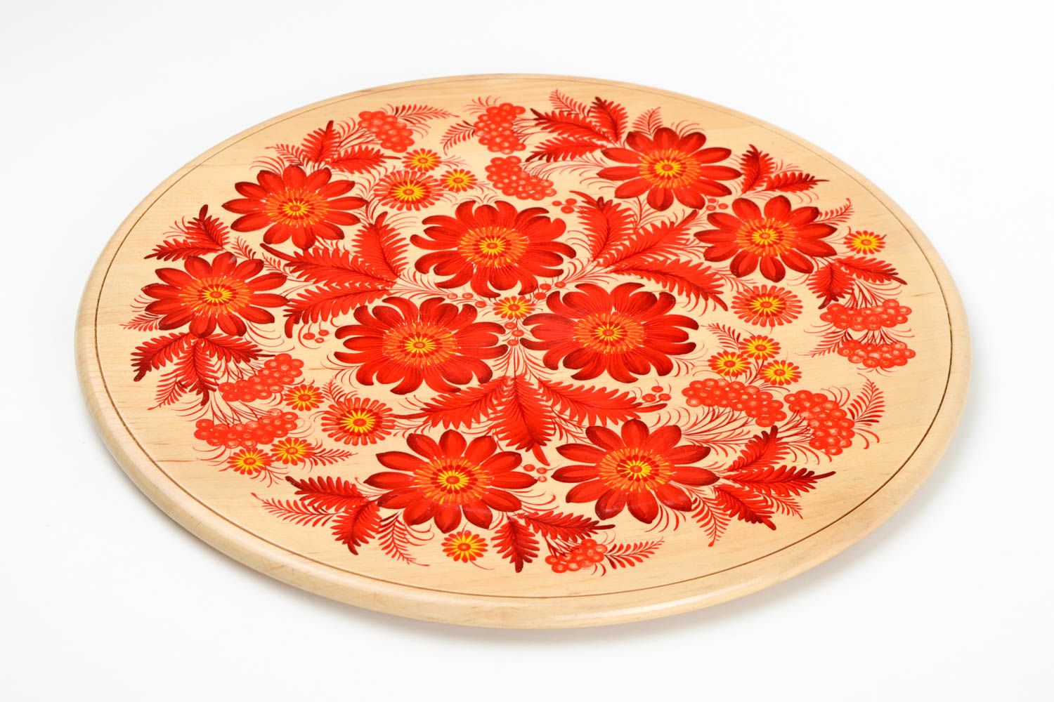 Assiette décorative fait main Vaisselle déco ronde rouge orange Déco ethnique photo 3