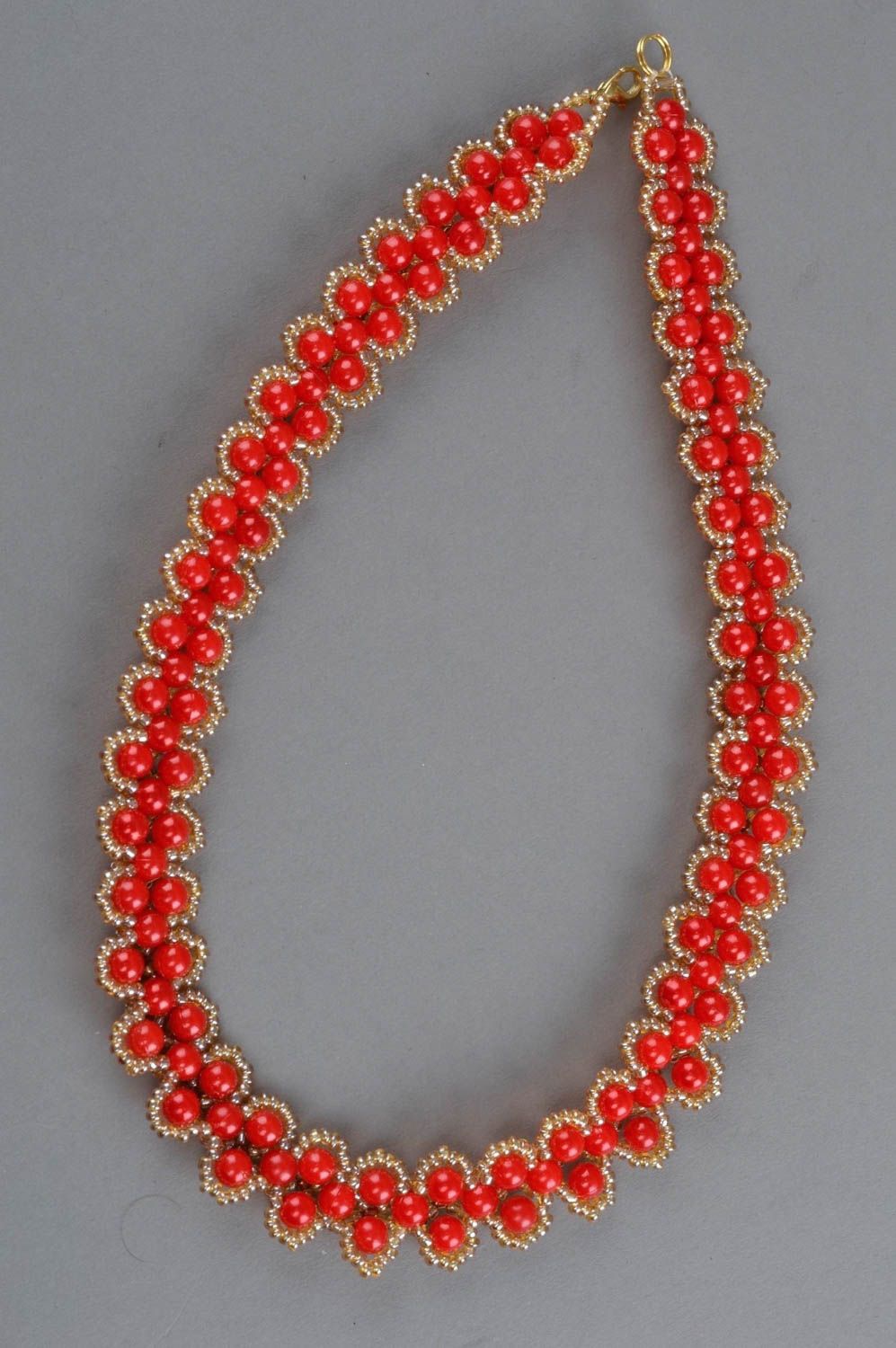 Künstlerisches Collier aus Glasperlen und Perlen stilvoll für Damen handgemacht foto 2