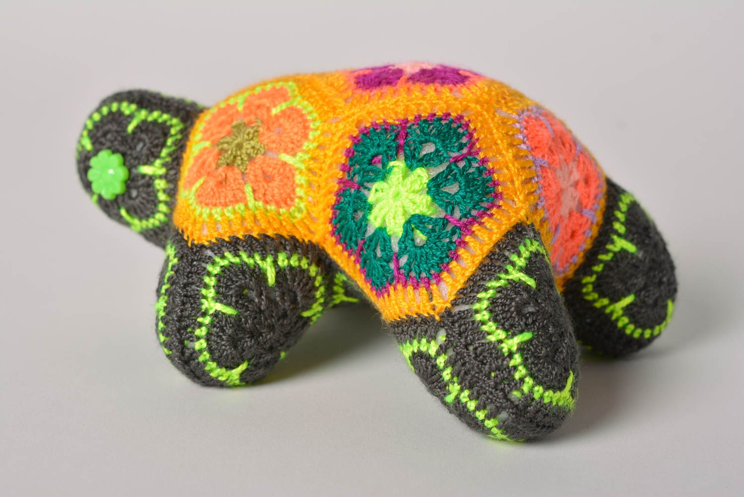 Peluche tortue faite main Jouet tricot en fils acryliques Cadeau enfant original photo 3