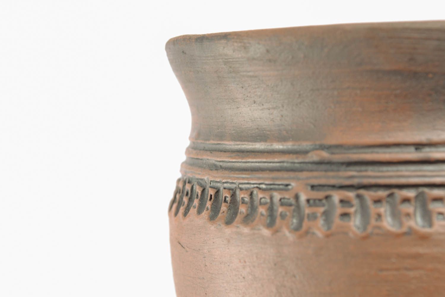 Ceramic cup bowl with handle in dark brown color 0,41 lb photo 3