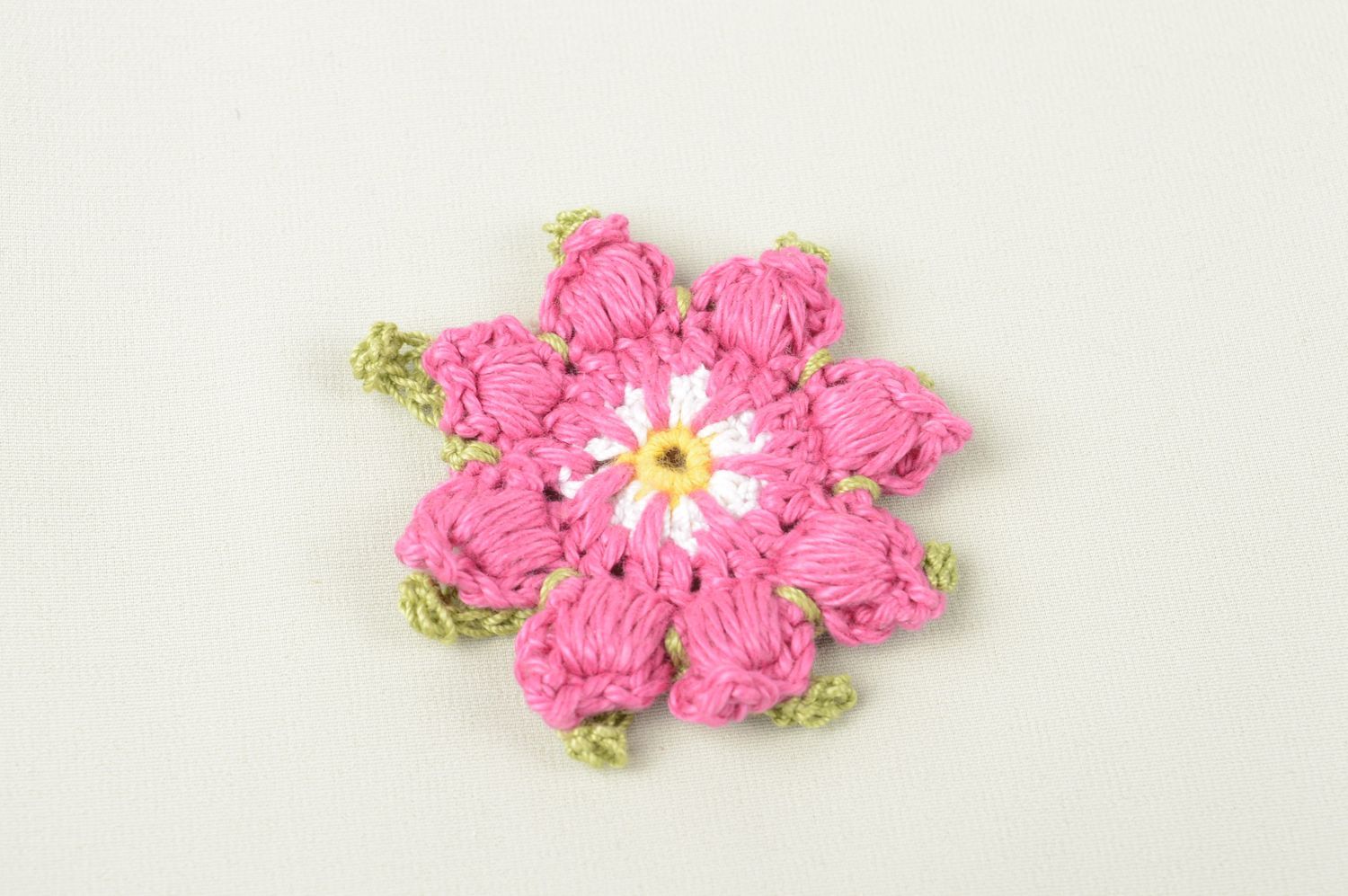 Fleur pour bijoux faite main Fourniture bijoux au crochet rose Loisirs créatifs photo 1