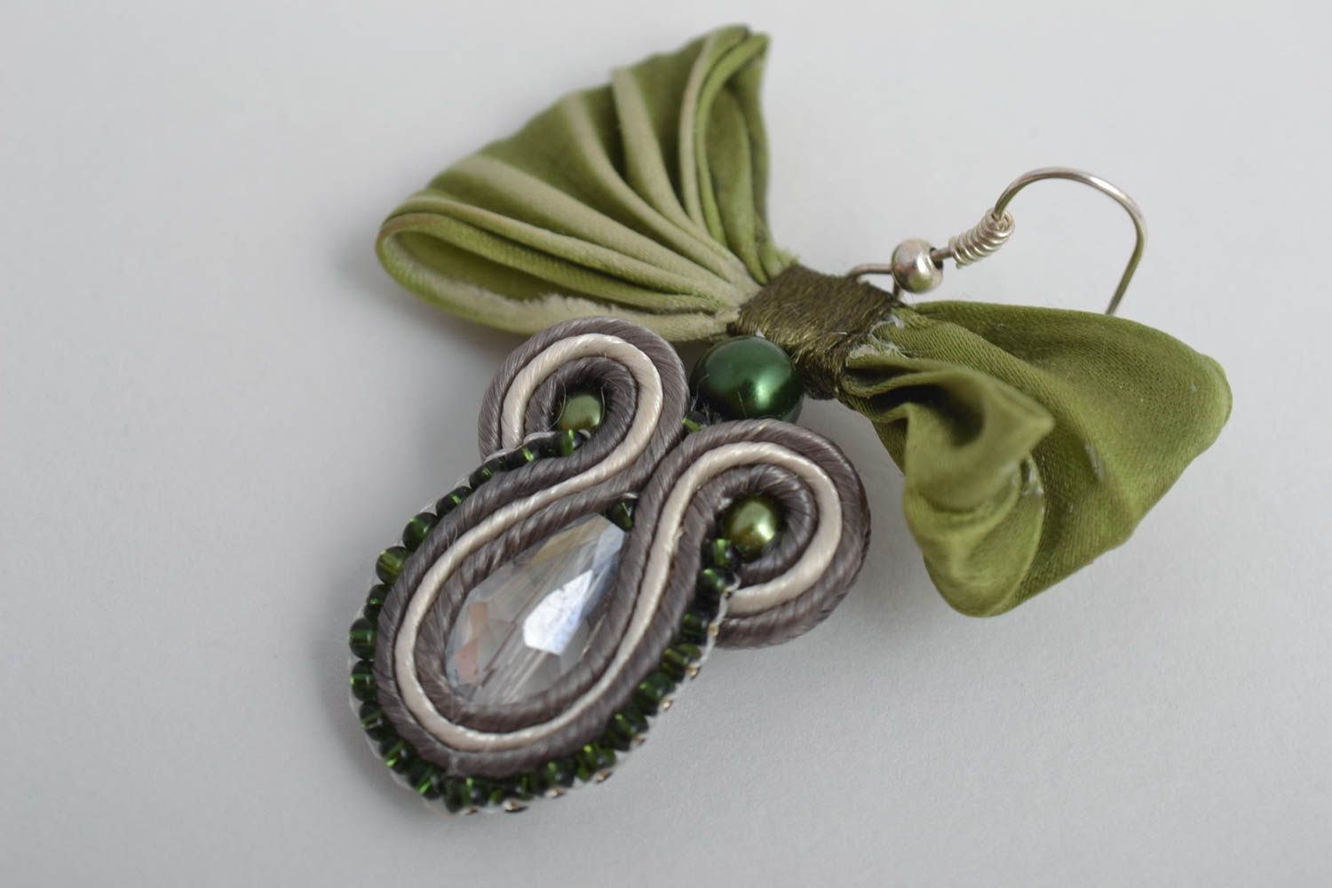 Handmade Soutache Ohrringe Designer Schmuck Accessoires für Frauen grün massiv foto 4