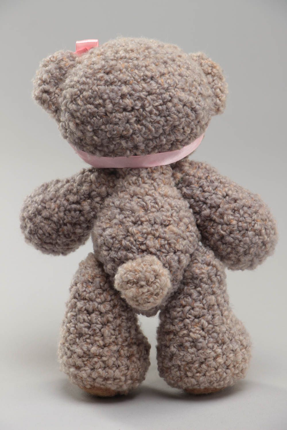 Joli jouet mou tricoté fait main en laine et fils en forme d'ourson cadeau photo 4