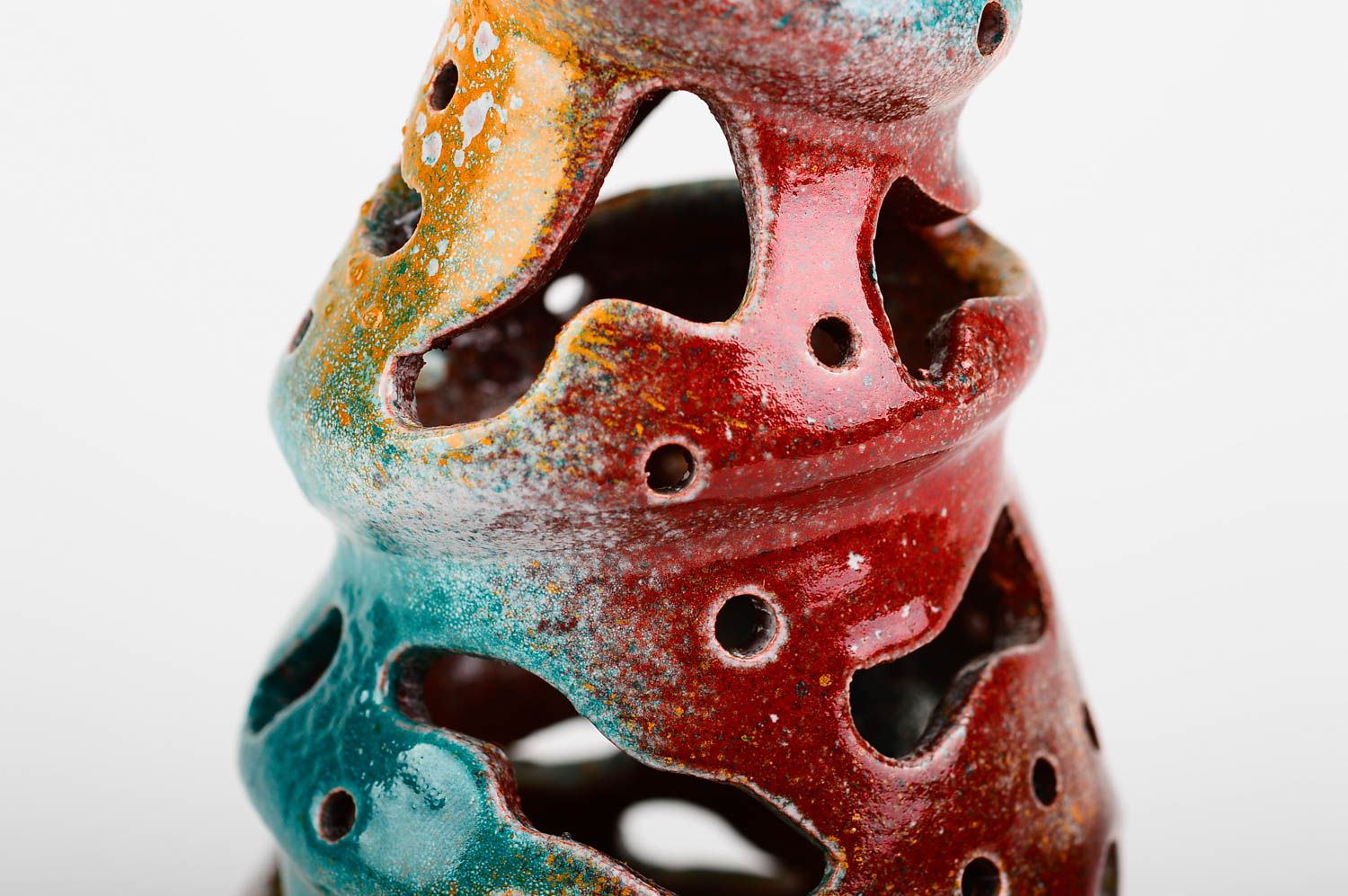 Teelichthalter bunt Handmade Deco Kerzenhalter aus Ton Designer Kerzenhalter  foto 5