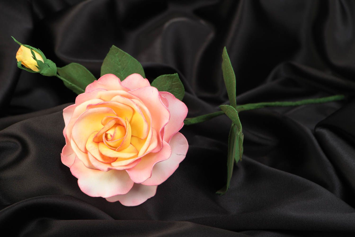 Dekorative Blume aus Textil Foamiran für Interieur Dekor handmade Rosa Rose foto 1