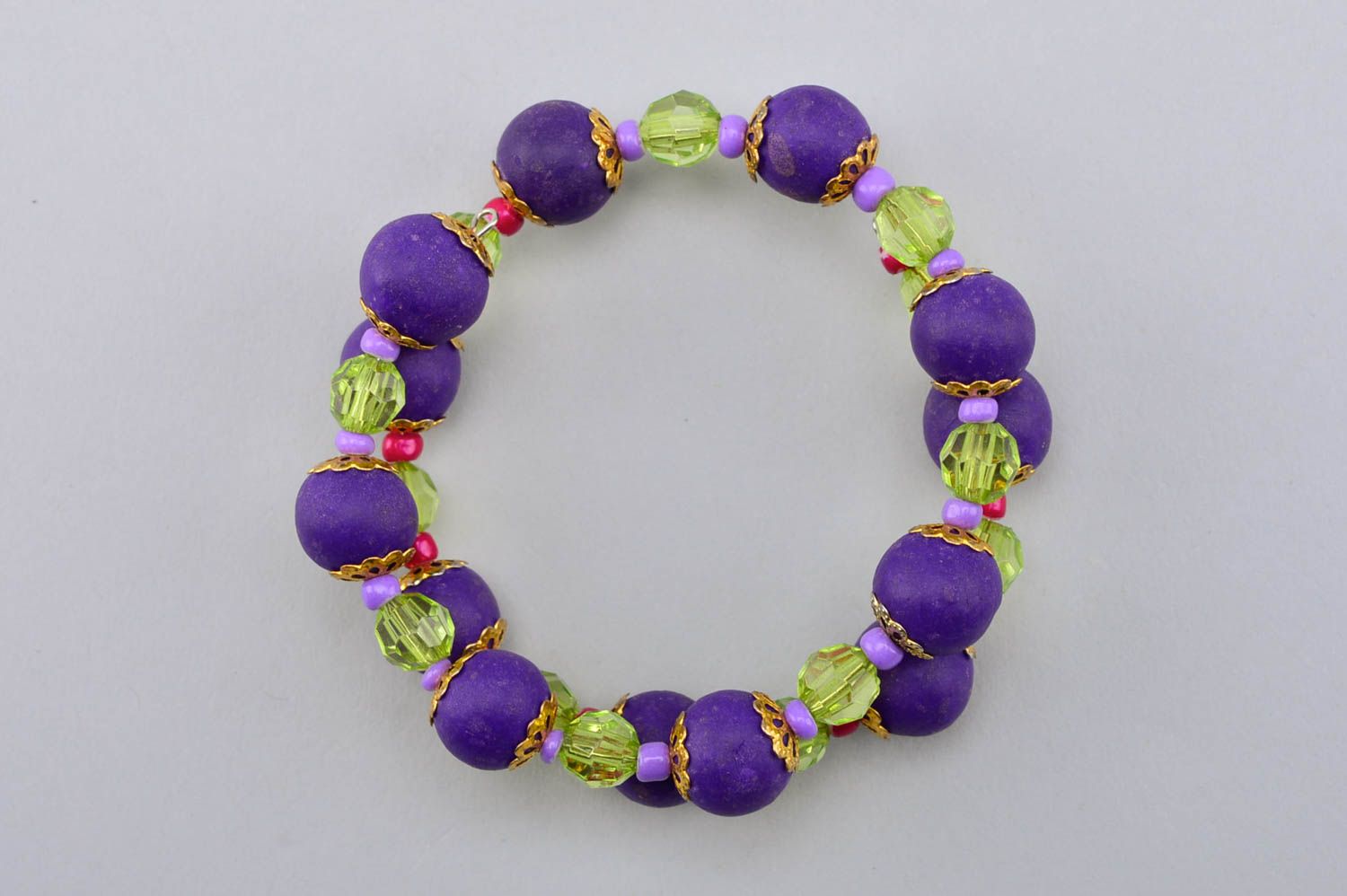 Handmade plastic bracelet unusual violet wrist jewelry female bracelet photo 2