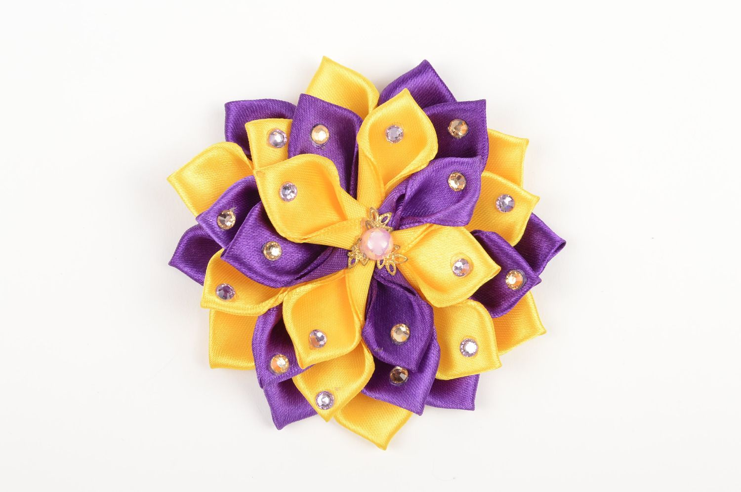 Gelb violette Blume Haarspange handgemachter Schmuck Accessoire für Mädchen foto 2