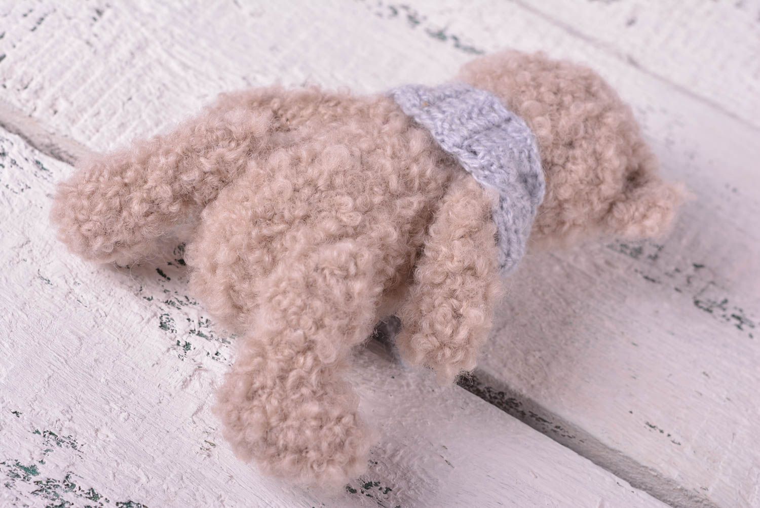 Мягкая игрушка ручной работы детская игрушка мишка серая текстильная игрушка фото 3
