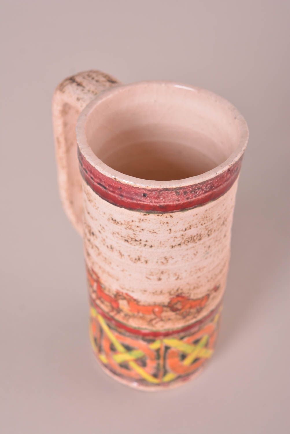 Taza original hecha a mano de arcilla accesorio de cocina vasija de barro foto 2