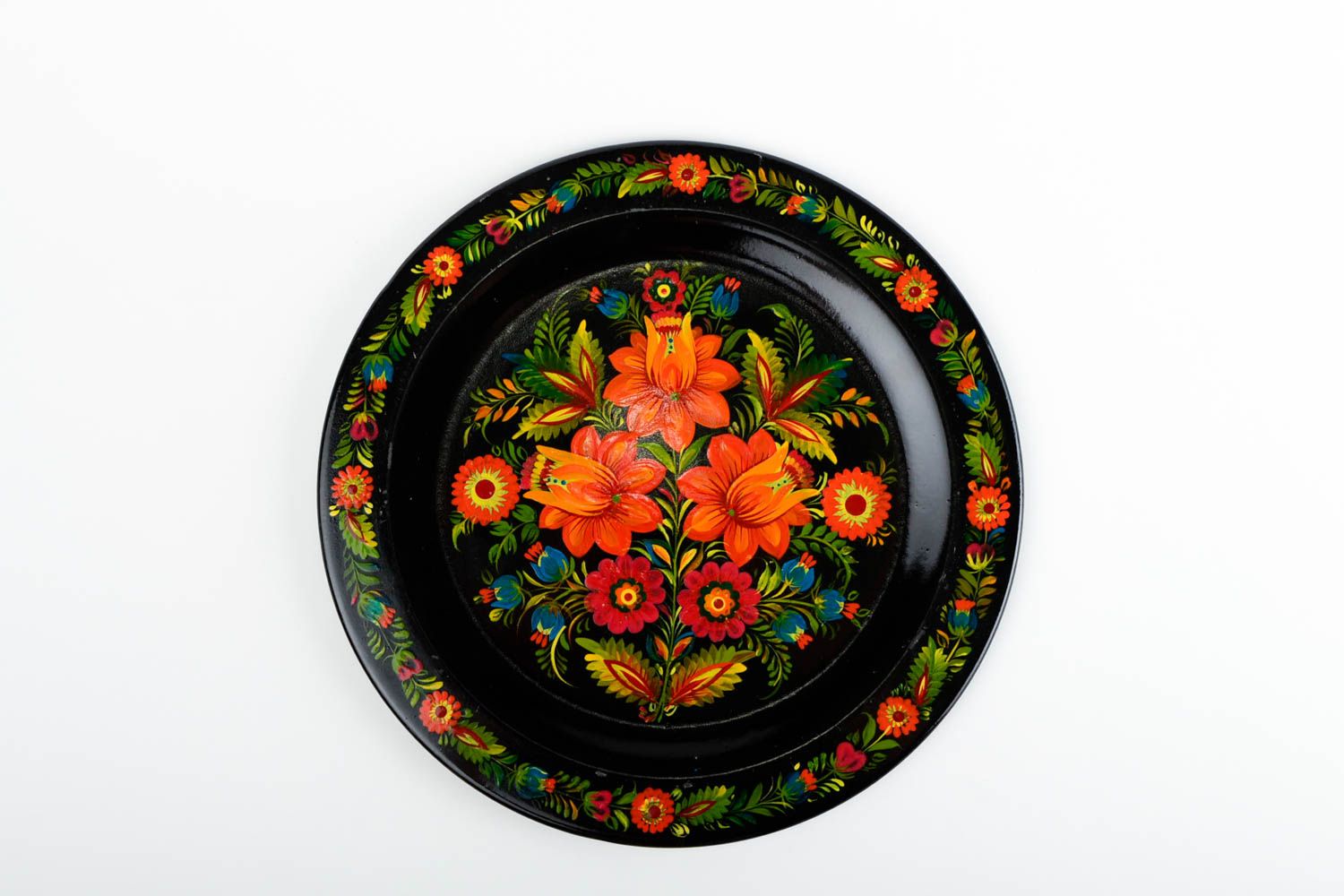 Assiette décorative faite main Assiette peinte à motifs floraux Déco maison photo 4