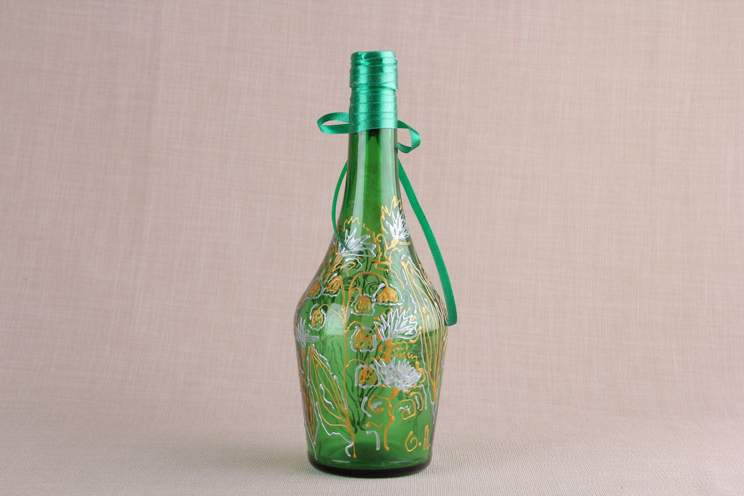 Glass bottle with stained glass painting photo 2