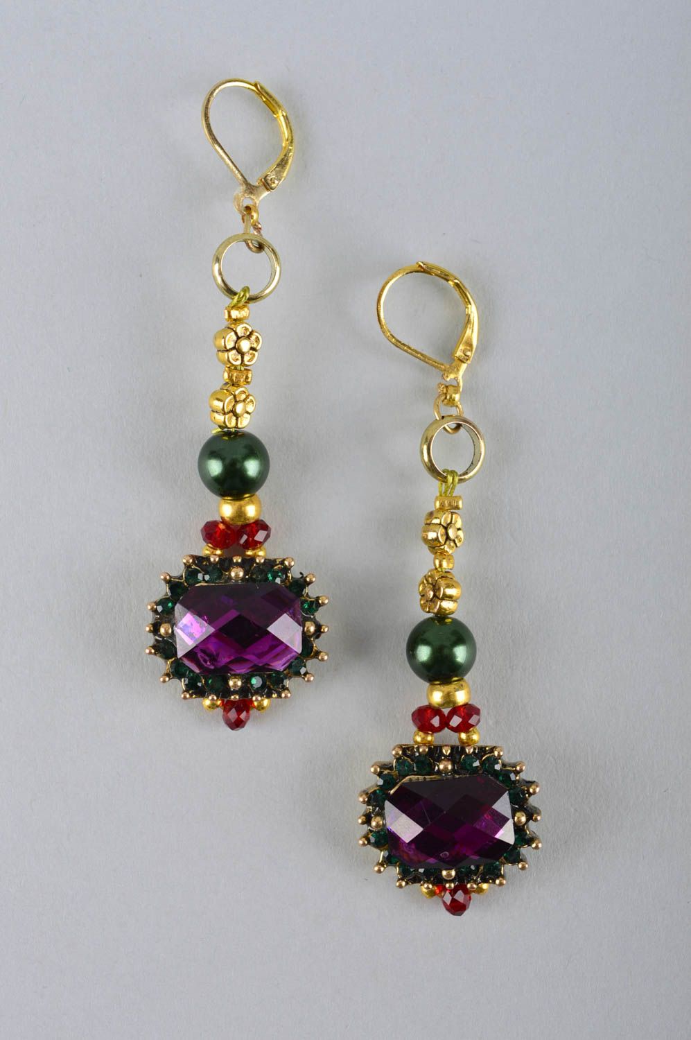 Handmade crystal set of necklace, bracelet and earrings designer bijouterie photo 3