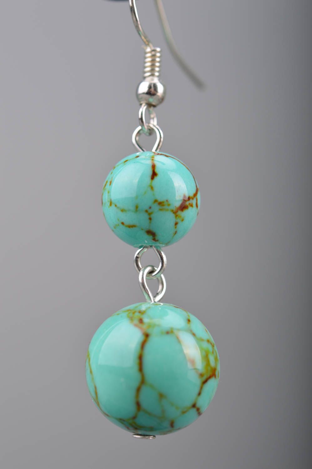 Handmade dangle earrings with beads styled on turquoise stone designer stylish photo 2