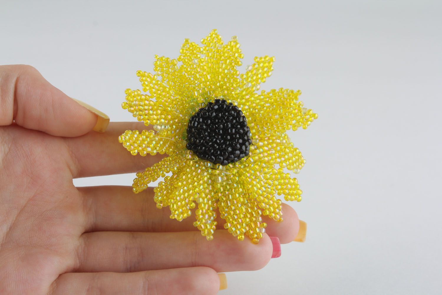 Haargummi mit Glasperlen Sonnenblume foto 4