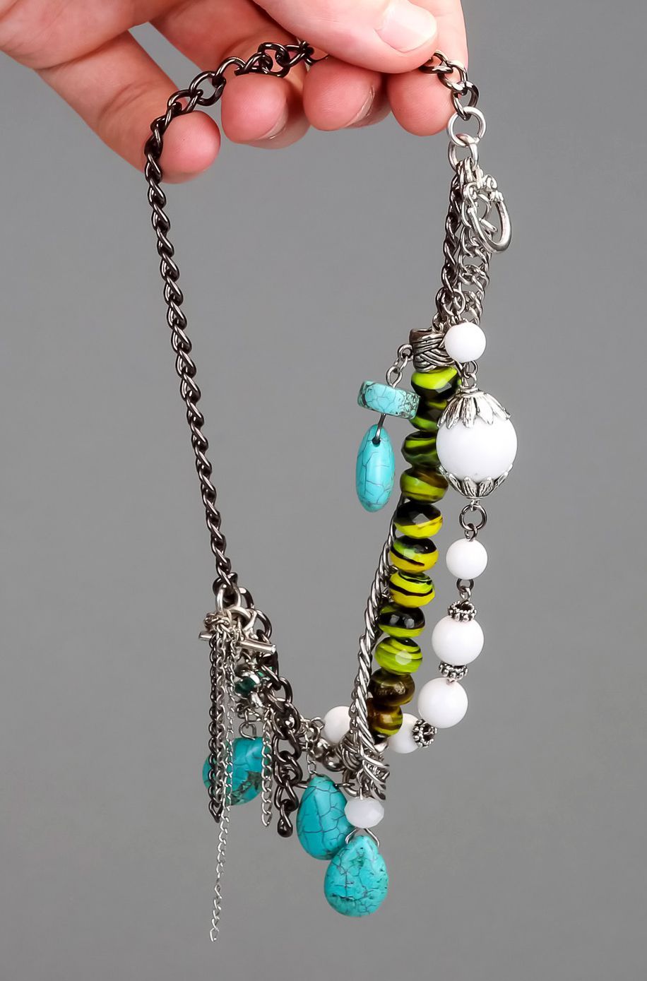 Beads with turquoise & agate photo 4