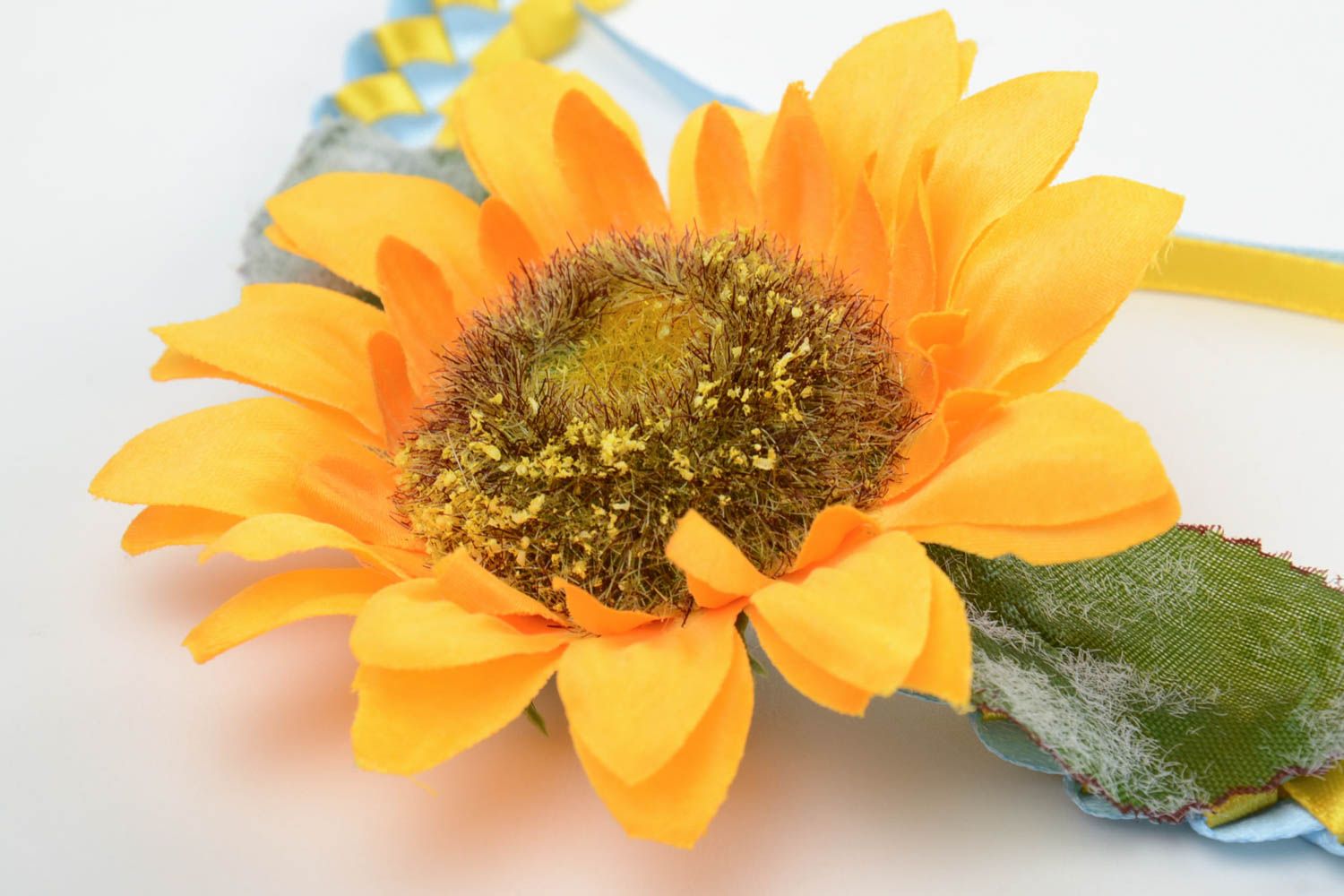 Schönes geflochtenes handmade Haarband mit Blume Schmuck für Haare Sonnenblume foto 3