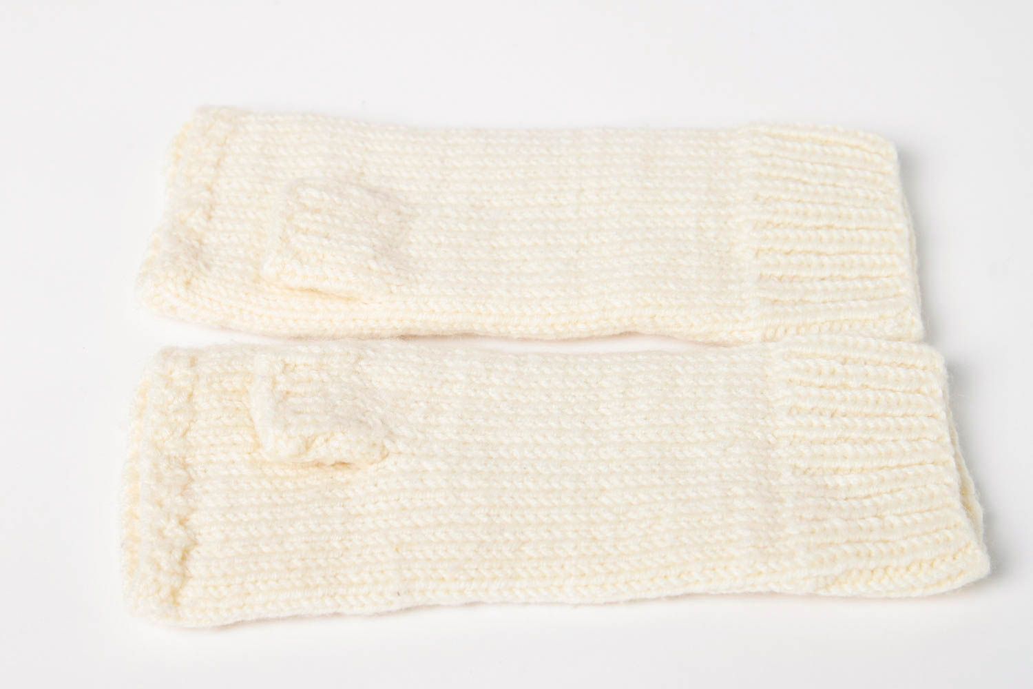 Handmade helle Damen Stulpen Winter Accessoire Handschuhe ohne Finger  foto 9